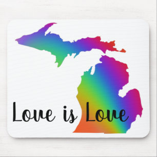 Love is love colourful state of Michigan design Mouse Pad