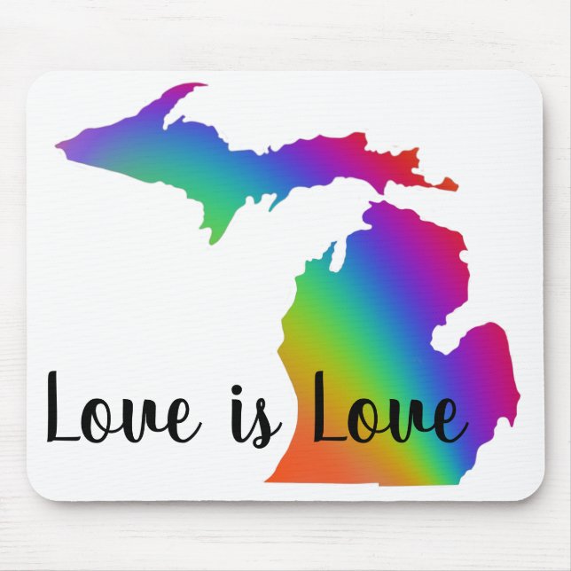 Love is love colourful state of Michigan design Mouse Pad (Front)