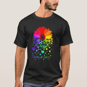 Love is love Daisy LGBT Rainbow Pride Day LGBT Mon T-Shirt