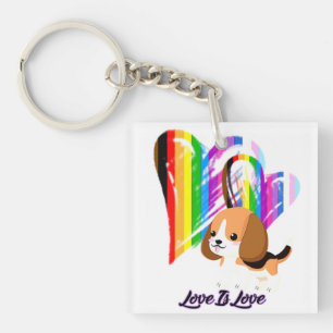 Love Is Love Dog - LGBTQ+ Pet Owner Keychain