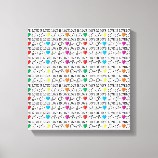 LOVE is LOVE equality quote in rainbow colours Canvas Print (Front)