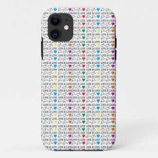 LOVE is LOVE equality quote in rainbow colours iPhone 11 Case