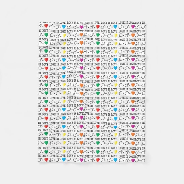 LOVE is LOVE equality quote in rainbow colours Fleece Blanket (Front)