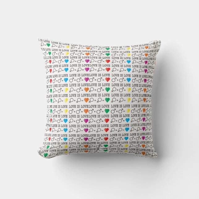LOVE is LOVE equality quote in rainbow colours Throw Pillow (Front)