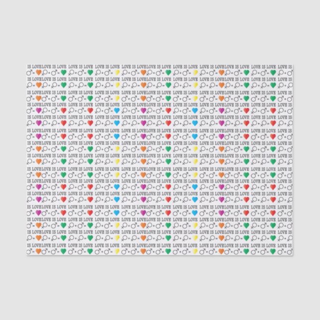 LOVE is LOVE equality quote in rainbow colours Tissue Paper (Front)