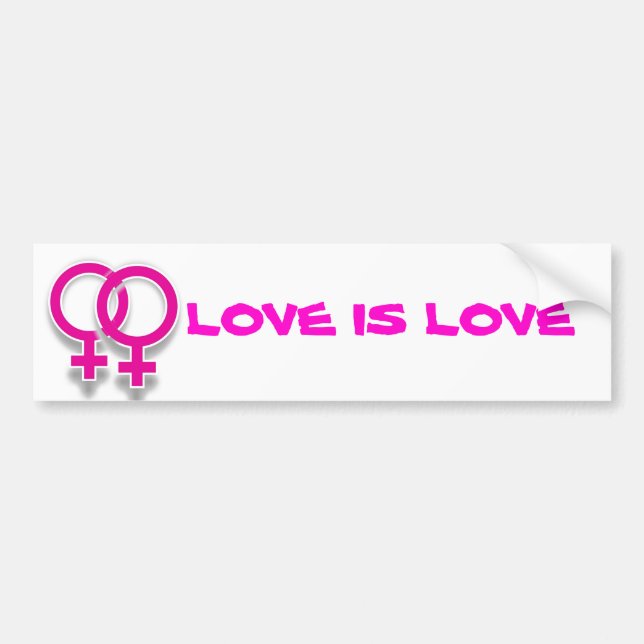 Love Is Love Female Symbol Lesbian Love Bumper Bumper Sticker (Front)