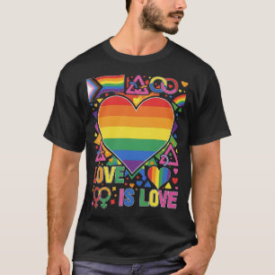 Love is love Gay and trans Pride Rainbow Heart T-Shirt