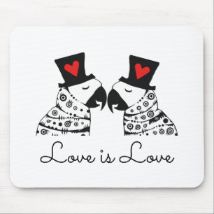 Love Is Love Gay Parrots Mouse Pad