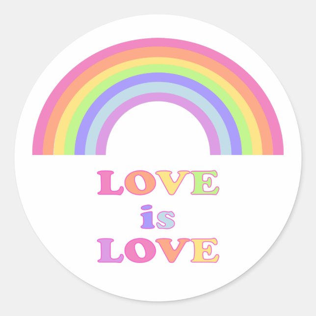 LOVE is LOVE - Gay Pride / LGBTQ Rainbow Classic Round Sticker (Front)
