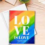 Love is Love Gay Pride Rainbow Planner<br><div class="desc">This Gay Pride Planner is decorated with LOVE IS LOVE in bold white typography on a watercolor rainbow background of red,  orange,  yellow,  green,  and blue.
Easy customizable with your name and year.
Original Watercolor © Michele Davies.</div>