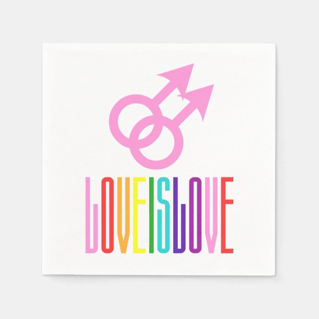 Love is Love Gay Relationship Sign Rainbow LGBT Napkin (Front)