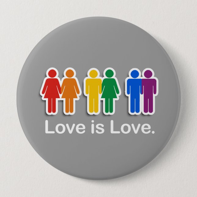 LOVE IS LOVE GREY 4 INCH ROUND BUTTON (Front)
