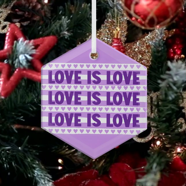 Love is Love in Purple Glass Ornament (Creator Uploaded)