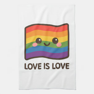 Love is Love – Kawaii Rainbow Design Kitchen Towel