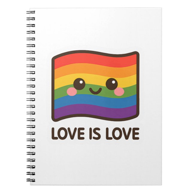 Love is Love – Kawaii Rainbow Design Notebook (Front)