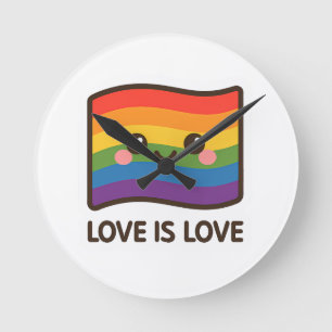 Love is Love – Kawaii Rainbow Design Round Clock
