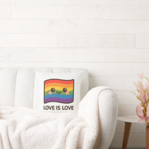 Love is Love – Kawaii Rainbow Design Throw Pillow