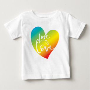 LOVE IS LOVE LBGT rainbow heart white lettering Baby T-Shirt