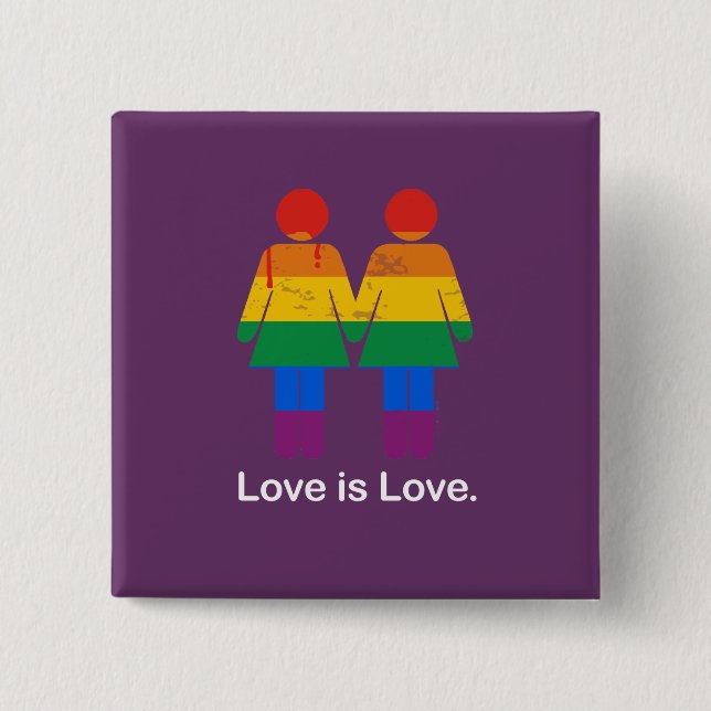 LOVE IS LOVE LESBIAN COUPLE -.png 2 Inch Square Button (Front)