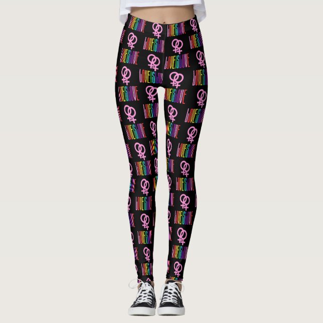 Love is Love Lesbian Relationship Venus Pride Leggings (Front)