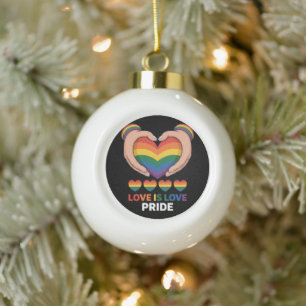 love is love lgbqt ceramic ball christmas ornament