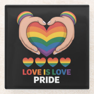 love is love lgbqt glass coaster