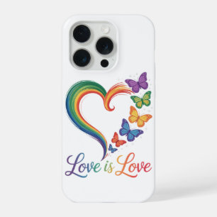 Love Is Love LGBT Butterfly Heart Rainbow iPhone 15 Pro Case