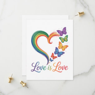 Love Is Love LGBT Butterfly Heart Rainbow Save The Date