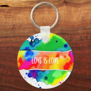 Love Is Love LGBT Pride Rainbow Custom Keychain