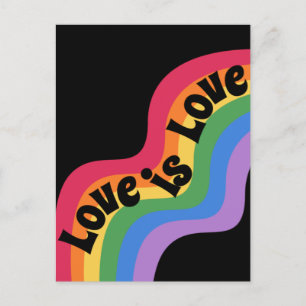 Love is love. LGBT+pride. Rainbow love. Postcard