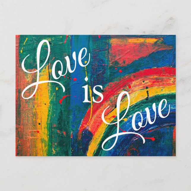 Love is Love LGBT+ Pride Rainbow Postcard (Front)