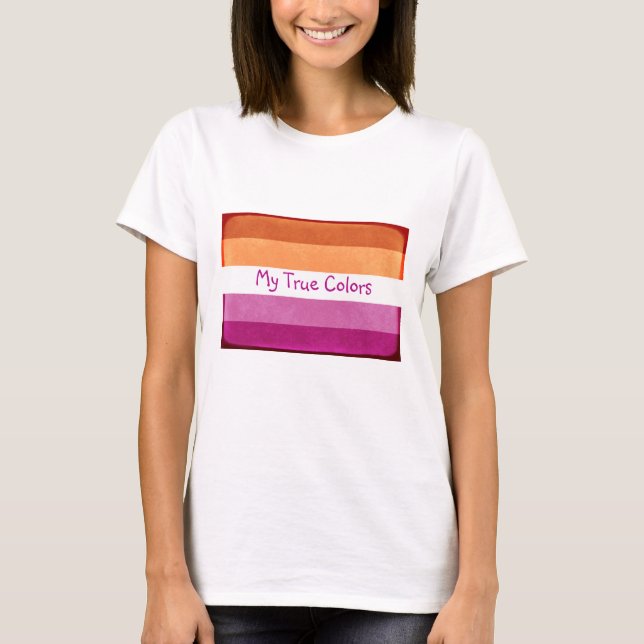 Love is Love,  LGBTQ+ Lesbian Flag Colours T-Shirt (Front)