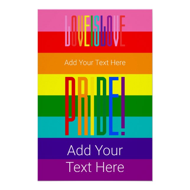 Love is Love LGBTQ Rainbow Flag Gay Pride Poster (Front)