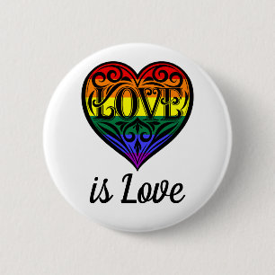 Love Is Love LGBTQ Rainbow Heart 2 Inch Round Button