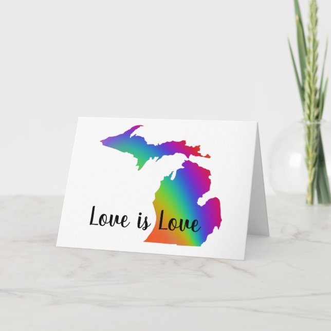 Love is love Michigan pride rainbow Card (Front)
