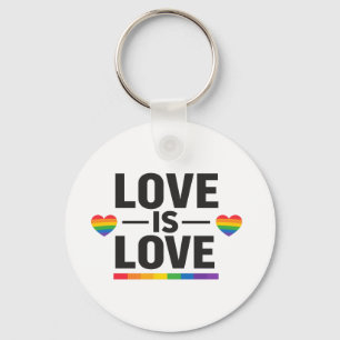Love Is Love – Minimal Rainbow Hearts Pride Design Keychain