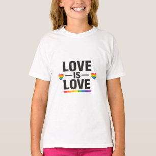 Love Is Love – Minimal Rainbow Hearts Pride Design T-Shirt