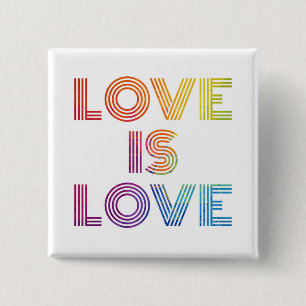 Love is Love   Modern Stripes 2 Inch Square Button