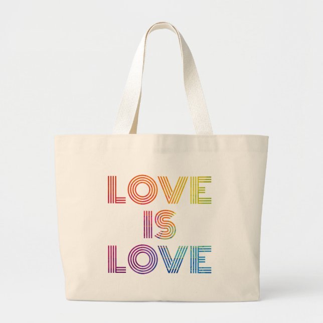 Love is Love | Modern Stripes Large Tote Bag (Front)