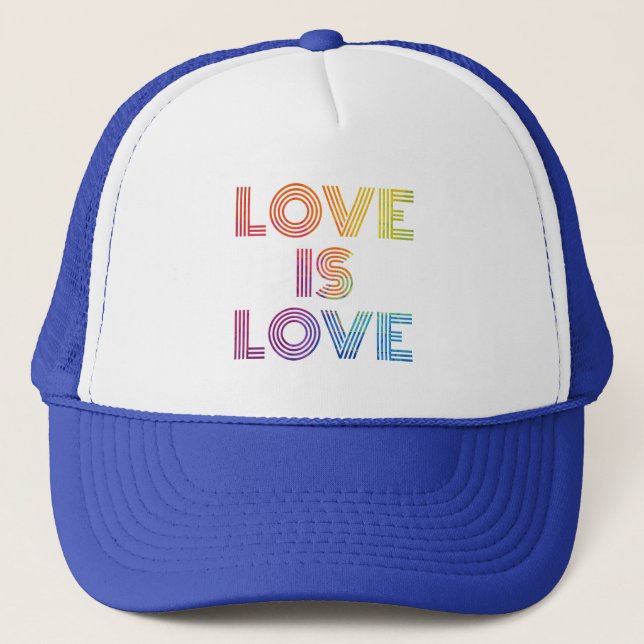 Love is Love | Modern Stripes Trucker Hat (Front)