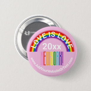 Love is Love New York Pride LGBT Rainbow Gay Party 2 Inch Round Button