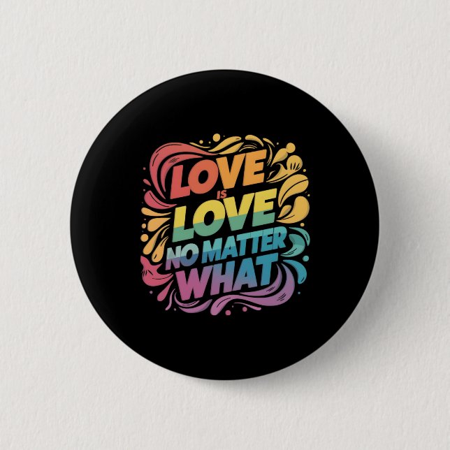 Love Is Love No What Sticker  2 Inch Round Button (Front)