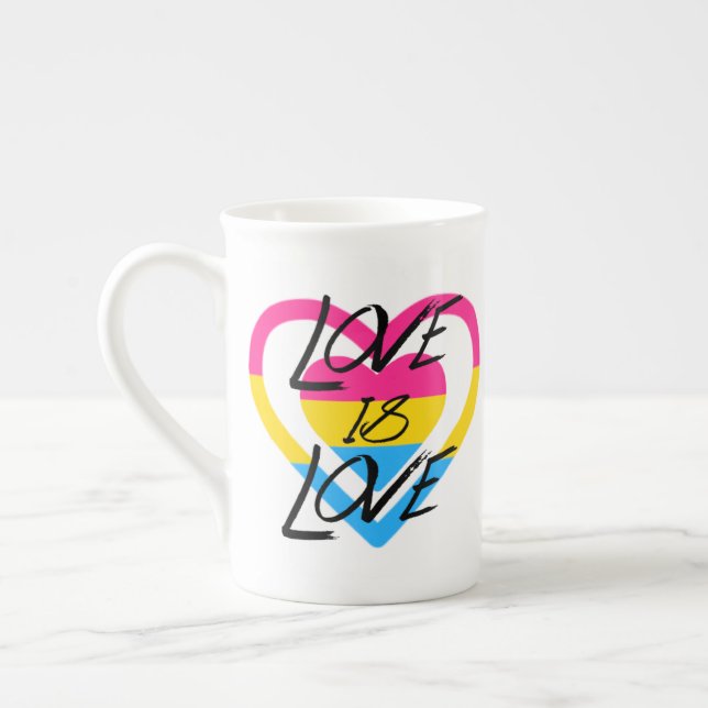 Love is Love - Pansexual Pride Bone China Mug (Left)