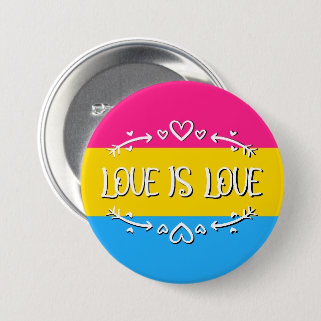 Love is Love Pansexual Pride Flag Button (Front & Back)