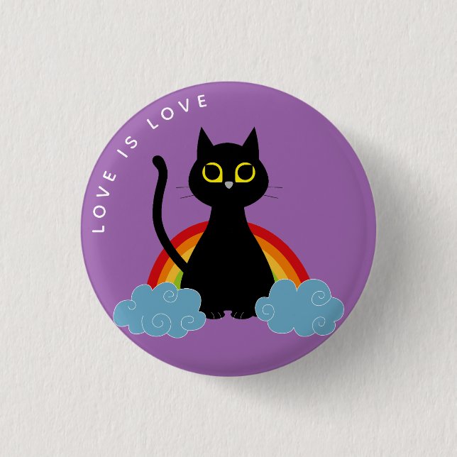 Love Is Love Pride Badge - Kuro Catto Rainbow (Devant)