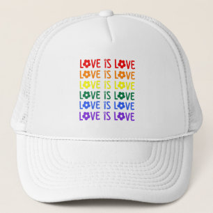 Love Is Love Pride Hat – Rainbow Floral Text