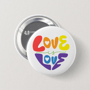 Love is Love Pride – Heart Shaped Rainbow LGBTQ+ 2 Inch Round Button