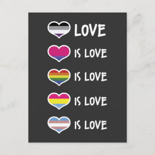 Love is Love Pride LGBT Equal Rights colourful Postcard