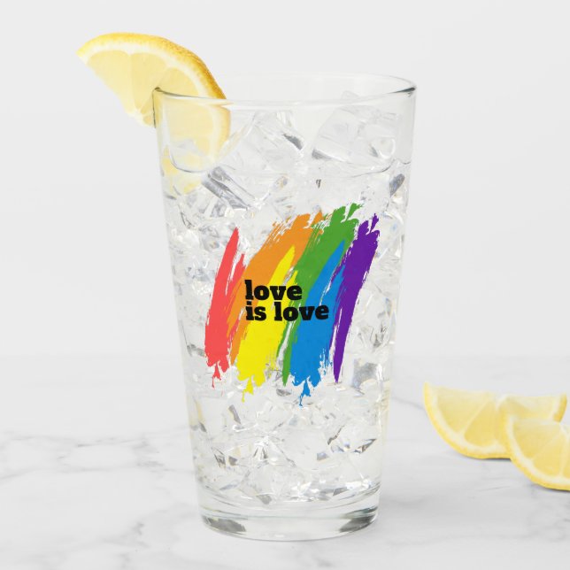 Love Is Love Pride LGBTQ Rainbow Motif Glass (Front Ice)