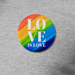 Love is Love Pride Rainbow 2 Inch Round Button<br><div class="desc">This Pride Button is decorated with LOVE IS LOVE in bold white letters on a watercolor rainbow background of red,  orange,  yellow,  green,  blue,  and purple.
Original Watercolor © Michele Davies.</div>